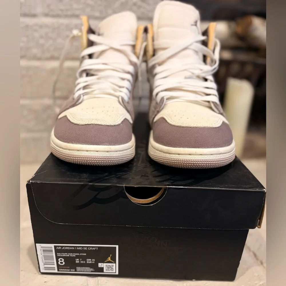 Jordan High-Top Sneakers in Cream, Brown & Yellow